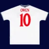 Owen England home white retro shirt back 99/01 with #10, high-quality breathable design.