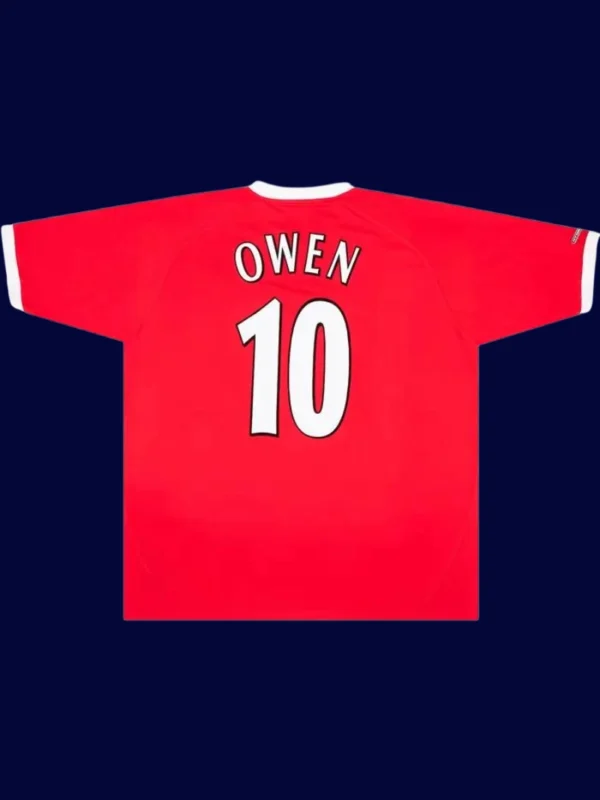 Owen Liverpool red retro shirt back 01/03 with #10, high-quality breathable design.