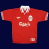 Owen Liverpool home red retro shirt front 96/98, high-quality breathable fan gear.