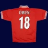 Owen Liverpool home red retro shirt back 96/98 with #18, high-quality breathable design.