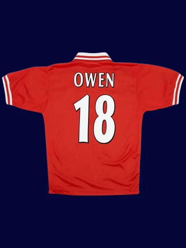 Owen Liverpool home red retro shirt back 96/98 with #18, high-quality breathable design.