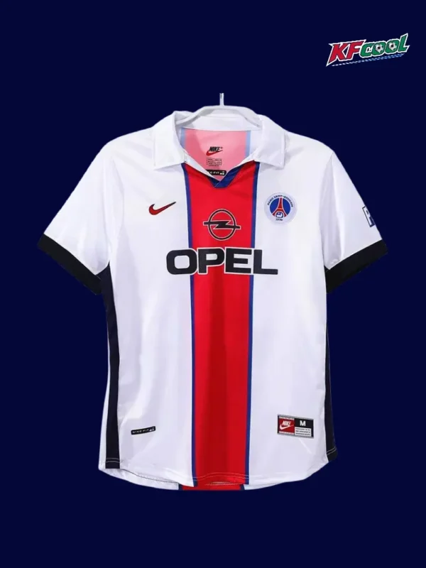 PSG Away Classic Retro Jersey 199899A - KFCool – Football Jerseys & Soccer Kits Store PSG away classic retro jersey 1998/99 front blue white retro design