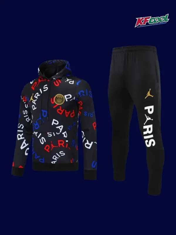 PSG black hoodie tracksuit 25/26 fans version front view
