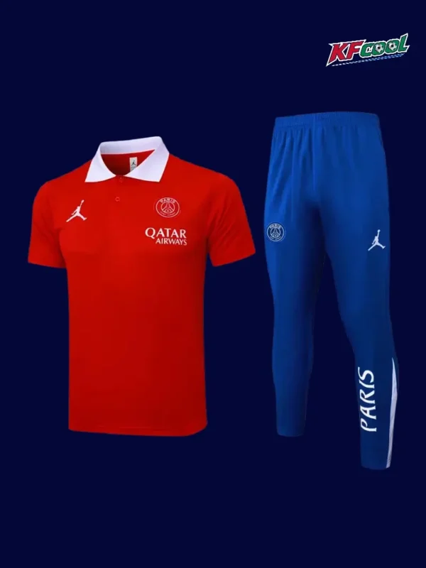 PSG red polo tracksuit 25/26 fans version front view