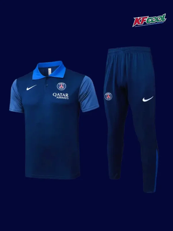 PSG royal blue polo tracksuit 25/26 fans version front view