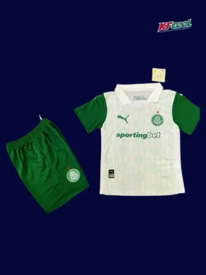 Palmeiras away kids kits 25/26 front white green design