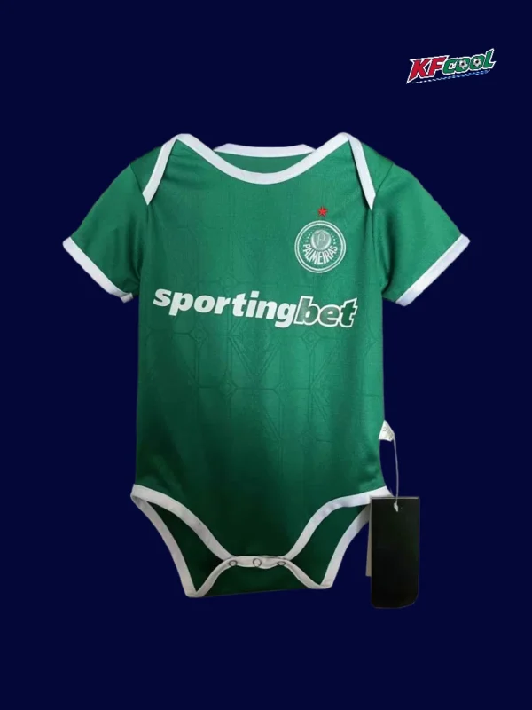 Palmeiras home babysuit kits 25/26 front green white design
