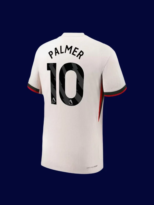 Palmer Chelsea away player jersey back 25/26 with #10, high-quality breathable design.