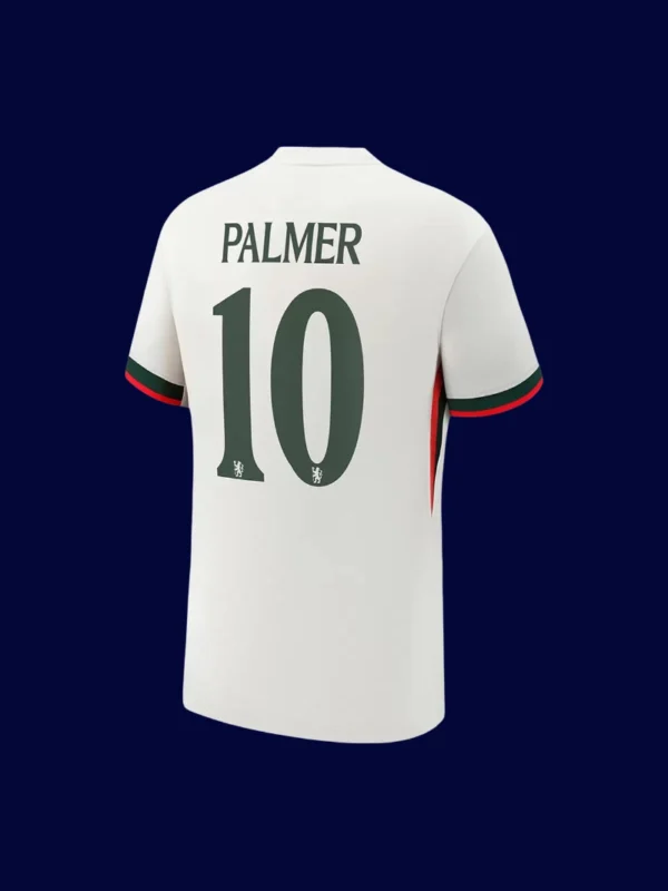 Palmer Chelsea away white jersey back 25/26 UCL with #10, high-quality breathable design.