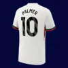 Palmer Chelsea away white jersey back 25/26 with #10, high-quality breathable design.
