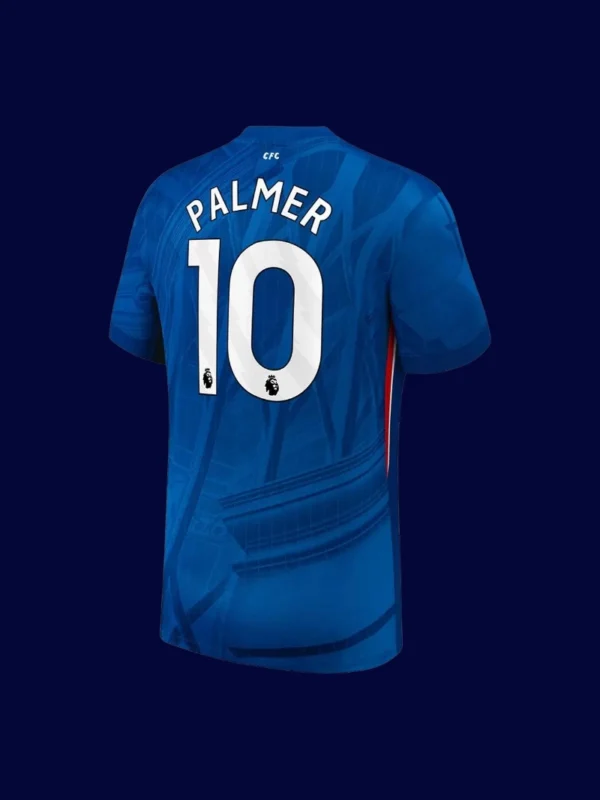 Palmer Chelsea home blue jersey back 25/26 with #10, high-quality breathable design.
