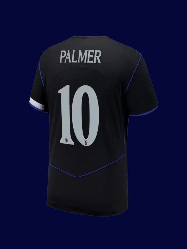 Palmer Chelsea third black jersey back 25/26 UCL with #10, high-quality breathable design.