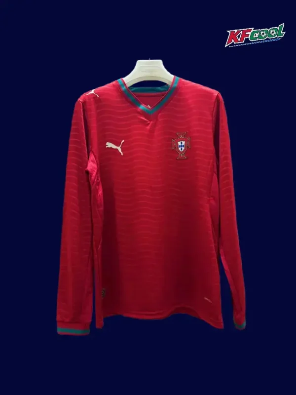 Portugal long sleeve home fans jersey 26/27 front view, red
