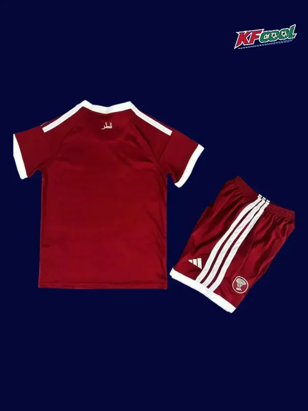 Qatar home red kids kit 26/27 back with name area