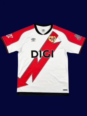 Rayo Vallecano Home Jersey 25/26 Fans Version front with signature sash and crest.