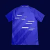 back view of blue away retro football jersey (94/96) showing roomy back and stitched number panel.