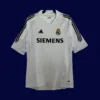 front view of white home retro football jersey (05/06) with vintage collar and lightweight weave.