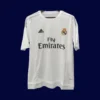 front view of white home retro football jersey (15/16) with traditional collar and subtle trim.