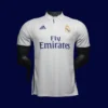 front view of white home player-fit retro jersey (16/17) with athletic mesh and tailored shoulders.