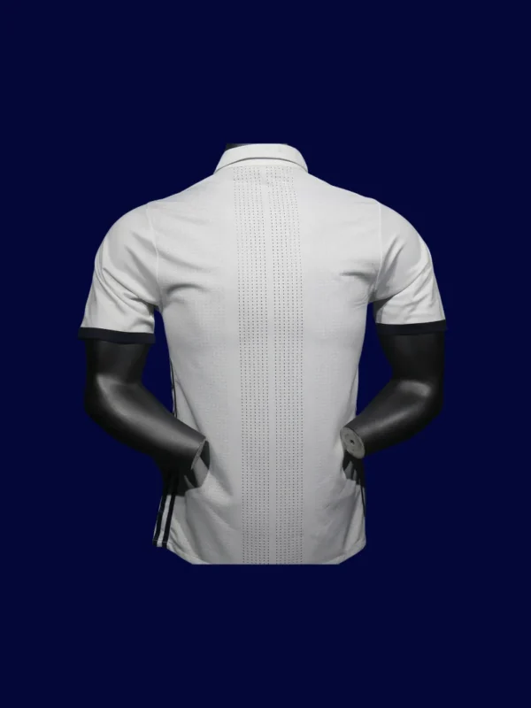 back view of white home player-fit retro jersey (16/17) showing reinforced seams for numbers.