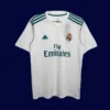 front view of white home retro football jersey (17/18) with classic crew neck and stitched trims.