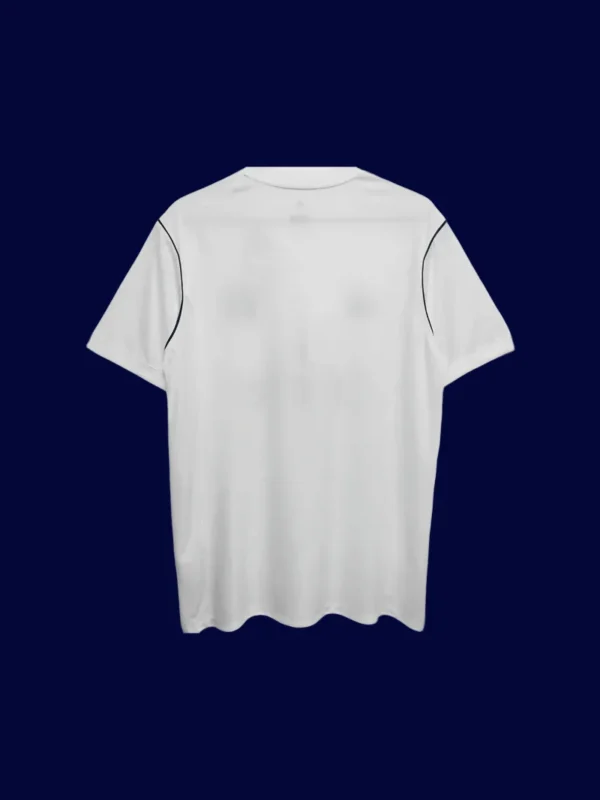 back view of white home retro football jersey (17/18) showing tidy back panel for printing.