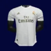 front view of white home player-fit retro jersey (19/20) with athletic cut and fine mesh panels.