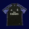 front view of black third retro football jersey (16/17) with minimalist accents and crew neck.