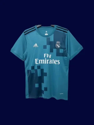 front view of green third retro football jersey (17/18) with unique colorway and classic cut.
