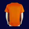 back view of orange third retro football jersey (13/14) showing stitched number panel and simple seam.