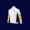 front view of white windbreaker kit with minimal branding and full zip (24/25).