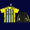 Real Oviedo Away Kids Kits 25/26 front with away colors and small crest.