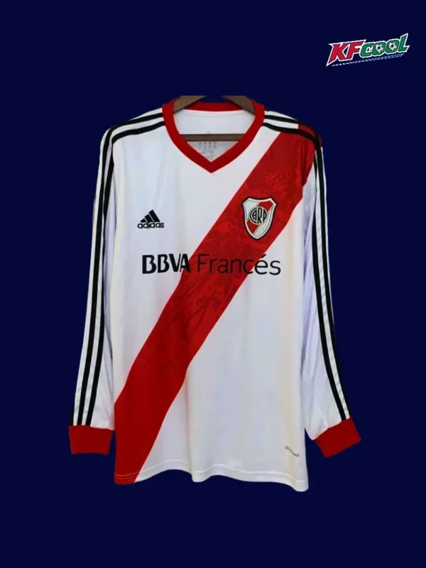 River Plate home classic LS retro jersey 2013/14 front white red long sleeve