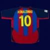 Ronaldinho Barcelona home retro jersey back 03/04 with #10, high-quality breathable design.