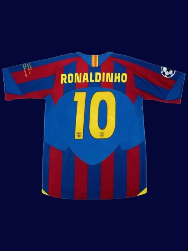 Ronaldinho 10 Barcelona UCL Final Home Retro Jersey 0506B - KFCool – Football Jerseys & Soccer Kits Store Ronaldinho Barcelona UCL final home retro jersey back 05/06 with #10, high-quality breathable design.