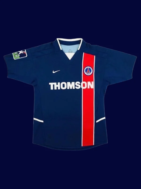 Ronaldinho PSG home retro jersey front 02/03, high-quality breathable fan gear.