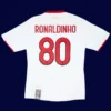 Ronaldinho AC Milan away white retro jersey back 09/10 with #80, high-quality breathable design.