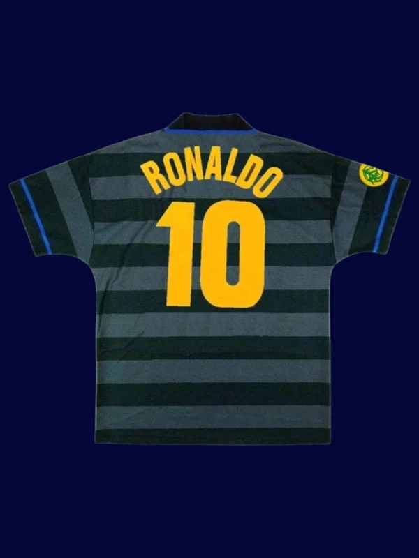 Ronaldo Inter Milan away retro jersey back 97/98 UEFA Cup with #10, high-quality breathable design.