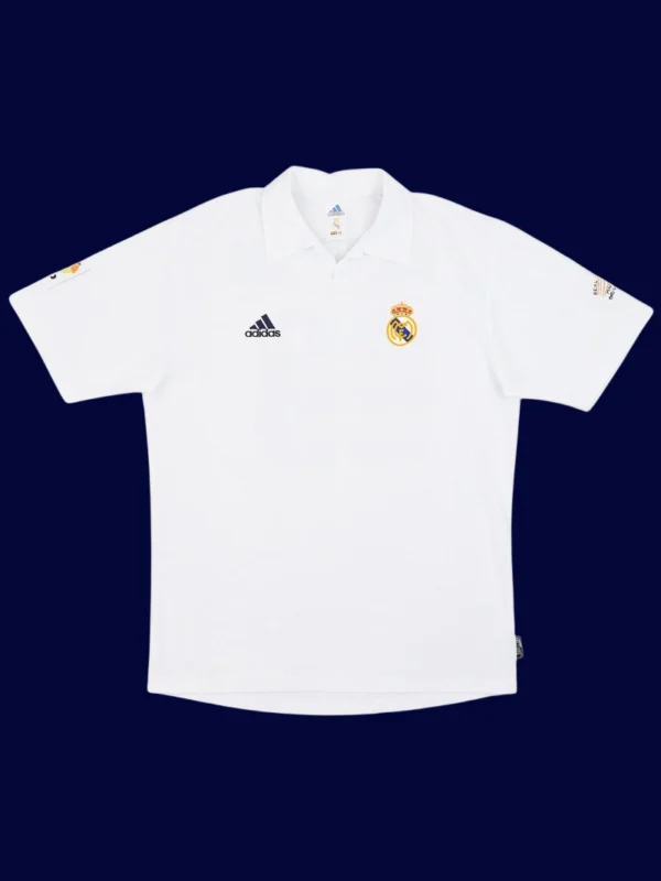 Ronaldo Real Madrid centenary home retro jersey front 02/03, high-quality breathable fan gear.
