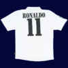 Ronaldo Real Madrid centenary home retro jersey back 02/03 with #11, high-quality breathable design.