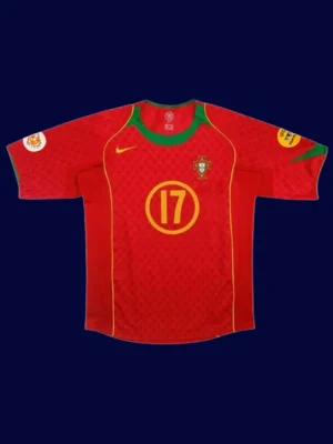 Ronaldo retro red home jersey front, high‑quality collectible.