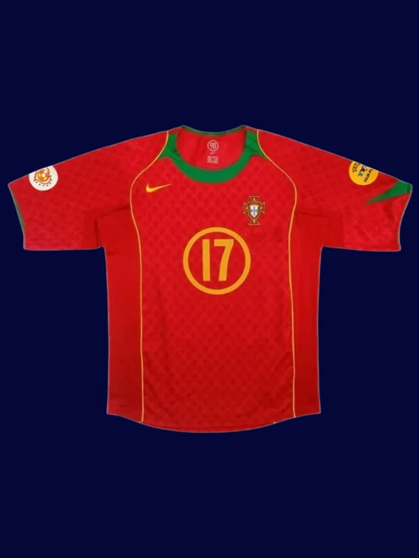 Ronaldo retro red home jersey front, high‑quality collectible.