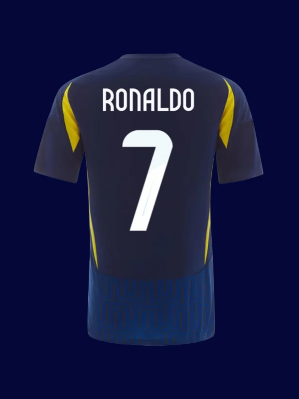 Ronaldo away football jersey back with #7, high‑quality breathable gear.