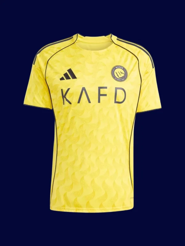 Ronaldo home yellow jersey front, high‑quality breathable fan favorite.
