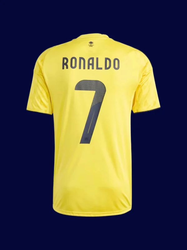 Ronaldo home yellow shirt back with #7, collectible and lightweight.