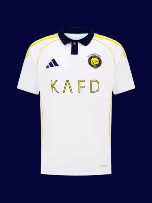 Al Nassr third white jersey front, Ronaldo #7 breathable high‑quality fan gear.