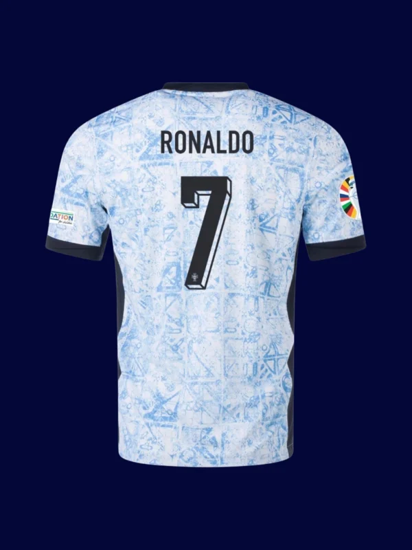 Ronaldo away jersey back, #7 prominent, lightweight breathable and fan choice.
