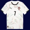 Ronaldo white away jersey front, high‑quality breathable fan shirt.