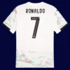 Ronaldo away white jersey back with #7, lightweight breathable football gear.