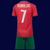 Ronaldo kids home jersey back, #7 in bold, premium breathable design for young fans.